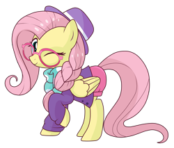 Size: 6000x5107 | Tagged: safe, artist:n0kkun, fluttershy, pegasus, pony, alternate hairstyle, cute, female, hipstershy, shyabetes, simple background, solo, transparent background, vector