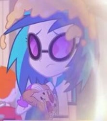 Size: 316x356 | Tagged: safe, screencap, dj pon-3, vinyl scratch, better together, equestria girls, overpowered (equestria girls), cropped, food, meat, pepperoni, pepperoni pizza, pizza, solo