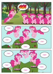 Size: 4959x7017 | Tagged: safe, artist:purplewonderpower, pinkie pie, earth pony, pony, the super speedy cider squeezy 6000, absurd resolution, alternate scenario, cider, clone, clones, comic, fun fun fun, multeity, pinkie clone, too much pink energy is dangerous