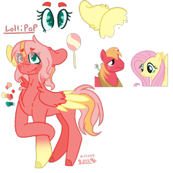 Size: 1000x1000 | Tagged: safe, artist:segafan12, big macintosh, fluttershy, oc, oc:lollipop, pegasus, pony, female, fluttermac, male, mare, offspring, parent:big macintosh, parent:fluttershy, parents:fluttermac, reference sheet, shipping, straight, teenager