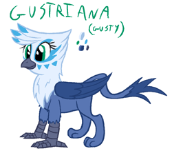 Size: 900x800 | Tagged: safe, artist:wydart, oc, oc only, oc:gustriana, griffon, blue, reference sheet, simple background, solo, white background