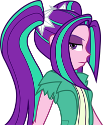 Size: 995x1211 | Tagged: safe, artist:kitana762, artist:wubcakeva, edit, aria blaze, collaboration, equestria girls, rainbow rocks, clothes, eyeshadow, lidded eyes, looking back, makeup, simple background, solo, white background