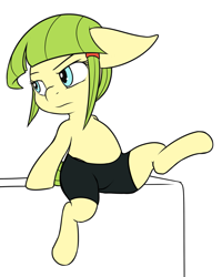 Size: 1225x1528 | Tagged: safe, artist:vulapa, oc, oc only, oc:pinch hitter, earth pony, pony, clothes, compression shorts, female, filly, raised leg, shorts, solo, solo female