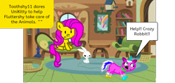 Size: 1240x585 | Tagged: safe, artist:scribblydibblydoo, angel bunny, fluttershy, cat, catified, crossover, lego, simple background, species swap, speech bubble, the lego movie, transparent background, unikitty