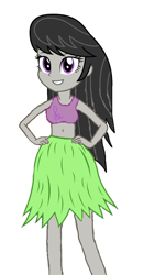 Size: 360x690 | Tagged: safe, artist:lucaspache, octavia melody, equestria girls, bare legs, belly button, clothes, cute, grass skirt, hula, midriff, simple background, skirt, solo, tavibetes, white background