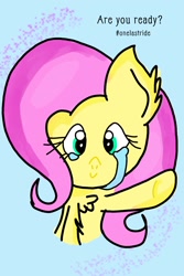 Size: 1000x1500 | Tagged: safe, artist:sumi-mlp25, fluttershy, pegasus, pony, bust, crying, digital art, fluffy, looking at you, medibang paint, reaching, sad, smiling, solo, teary eyes, text, wingless