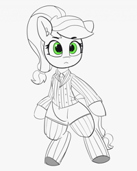 Size: 1280x1603 | Tagged: safe, artist:pabbley, applejack, earth pony, pony, 30 minute art challenge, alternate hairstyle, clothes, female, mare, partial color, solo, standing