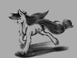 Size: 2730x2090 | Tagged: safe, artist:shamy-crist, applejack, earth pony, pony, high res, monochrome, solo