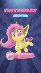 Size: 1440x2560 | Tagged: safe, artist:stewart501st, part of a set, fluttershy, bat pony, pony, bat ponified, fake, flutterbat, impossibly large ears, miss pie's monsters, pocket ponies, pocket pony, race swap, red eyes