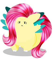 Size: 1110x1200 | Tagged: safe, artist:rainbowtashie, fluttershy, pegasus, pony, clefable, crossover, pokémon, ponymon, simple background, solo, transparent background