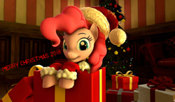 Size: 1153x673 | Tagged: safe, artist:jojobibou, pinkie pie, pony, 3d, box, christmas, christmas tree, holiday, pony in a box, solo, tree