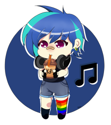 Size: 800x900 | Tagged: safe, artist:badhthebrad, dj pon-3, vinyl scratch, human, clothes, cute, cutie mark, ear piercing, earring, headset, humanized, jewelry, piercing, rainbow socks, simple background, socks, solo, striped socks, transparent background