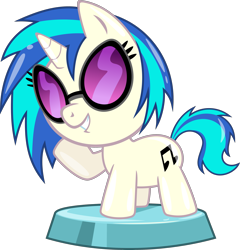 Size: 2911x3037 | Tagged: safe, artist:phucknuckl, part of a set, dj pon-3, vinyl scratch, pony, unicorn, my little pocket ponies, cute, female, pocket ponies, raised hoof, simple background, solo, sunglasses, transparent background, vinylbetes