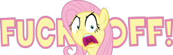 Size: 2700x869 | Tagged: safe, artist:phucknuckl, fluttershy, pegasus, pony, buckball season, female, inkscape, mare, simple background, solo, text, transparent background, vector, vulgar