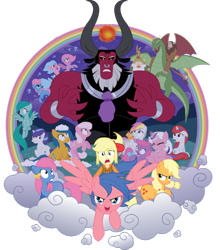 Size: 800x909 | Tagged: safe, artist:xkappax, applejack, applejack (g1), bow tie (g1), cotton candy (g1), firefly, first born, glory, lord tirek, medley, megan williams, moondancer (g1), mr moochick, scorpan, sealight, seawinkle, spike, tirac, twilight, twinkles, wavedancer, dragon, earth pony, human, pegasus, pony, rabbit, sea pony, unicorn, equestria girls, g1, g4, rescue at midnight castle, bubble, clothes, cotton candy, crossover, equestria girls style, equestria girls-ified, female, fin wings, fins, g1 to g4, generation leap, humans riding ponies, magic, male, mare, nose piercing, nose ring, piercing, rainbow of light, riding, simple background, stratadon, stratodon, tirac's bag, transparent background, wings