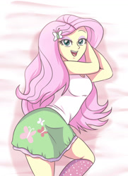 Size: 1024x1415 | Tagged: safe, artist:sumin6301, fluttershy, equestria girls, bedroom eyes, clothes, cute, female, miniskirt, open mouth, shyabetes, skirt, smiling, socks, solo, tanktop