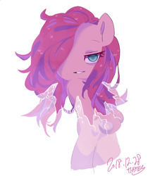 Size: 1420x1500 | Tagged: safe, artist:potetecyu_to, pinkie pie, earth pony, pony, broken glass, female, heart eyes, looking at you, mare, pinkamena diane pie, solo, wingding eyes