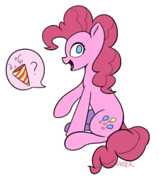 Size: 1144x1276 | Tagged: safe, artist:puetsua, pinkie pie, earth pony, pony, female, mare, pictogram, question mark, simple background, solo