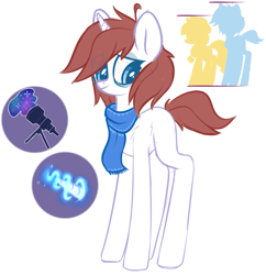 Size: 2689x2782 | Tagged: safe, artist:starrcoma, oc, oc only, oc:lunar light, pony, unicorn, clothes, female, high res, mare, reference sheet, scarf, simple background, solo, white background