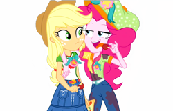 Size: 2048x1316 | Tagged: safe, editor:lonely fanboy48, applejack, pinkie pie, better together, equestria girls, rollercoaster of friendship, fun inspector, fun inspector pinkie, me my selfie and i, simple background, transparent background