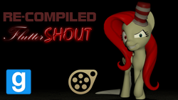 Size: 1280x720 | Tagged: safe, artist:optimus97, fluttershy, wild fire, pegasus, pony, 3d, anti-hero, anti-heroine, black background, confident, elements of insanity, fluttershout, gmod, hat, simple background, solo, source filmmaker, top hat, wild card