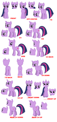 Size: 1920x4076 | Tagged: artist needed, safe, twilight sparkle, pony, unicorn, absurd resolution, bald, female, mare, reference sheet, show accurate, simple background, solo, white background