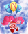 Size: 2676x3241 | Tagged: safe, artist:hitbass, pinkie pie, earth pony, pony, :p, balloon, blushing, clothes, cute, diapinkes, female, floating, happy new year 2019, mare, one eye closed, plot, silly, sky, socks, solo, striped socks, then watch her balloons lift her up to the sky, tongue out, wink