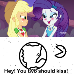 Size: 1080x1080 | Tagged: safe, edit, edited screencap, screencap, applejack, rarity, better together, equestria girls, rollercoaster of friendship, asdfmovie, female, just kiss already, lesbian, meme, rarijack, shipping, shipping fuel