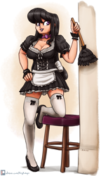 Size: 1096x1900 | Tagged: safe, artist:king-kakapo, octavia melody, human, clothes, duster, female, humanized, maid, solo, zettai ryouiki