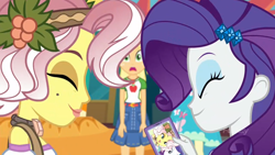 Size: 1920x1080 | Tagged: safe, screencap, applejack, fluttershy, rarity, vignette valencia, better together, equestria girls, rollercoaster of friendship, cellphone, me my selfie and i, phone, shipping fuel, smartphone