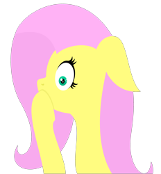 Size: 2782x3000 | Tagged: safe, artist:alltimemine, fluttershy, pegasus, pony, bust, covering mouth, female, floppy ears, hooves, lineless, mare, profile, simple background, solo, transparent background