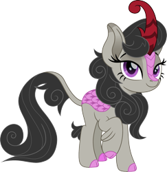 Size: 1457x1500 | Tagged: safe, artist:cloudyglow, octavia melody, kirin, female, kirin-ified, lidded eyes, looking at you, raised hoof, simple background, solo, species swap, transparent background