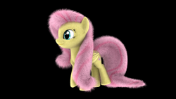 Size: 8192x4608 | Tagged: safe, artist:veryoldbrony, fluttershy, pegasus, pony, 3d, 3d model, black background, fluffy, simple background, solo