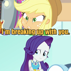 Size: 1080x1080 | Tagged: safe, edit, edited screencap, screencap, applejack, rarity, better together, equestria girls, rollercoaster of friendship, angry, breaking up, crying, female, geode of shielding, lesbian, rarijack, shipping