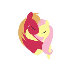 Size: 1440x1440 | Tagged: safe, anonymous artist, big macintosh, fluttershy, pegasus, pony, series:fm holidays, eyes closed, female, fluttermac, heart shaped, hug, lineless, male, shipping, simple background, straight, transparent background