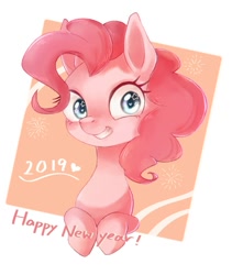 Size: 800x950 | Tagged: safe, artist:watawata_pony, pinkie pie, earth pony, pony, 2019, female, happy new year, happy new year 2019, holiday, mare, smiling, solo