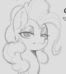 Size: 480x537 | Tagged: safe, artist:tre, pinkie pie, earth pony, pony, female, grayscale, mare, monochrome, resting bitch face, solo