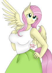 Size: 1800x2520 | Tagged: safe, artist:rockleerocks77, fluttershy, anthro, breasts, cute, hootershy, shy