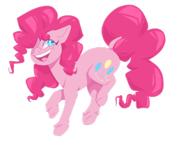 Size: 1280x1037 | Tagged: safe, artist:dunspork, pinkie pie, earth pony, pony, beanbrows, cute, diapinkes, dock, eyebrows, hair over one eye, heart eyes, leonine tail, open mouth, simple background, solo, transparent background, unshorn fetlocks, wingding eyes