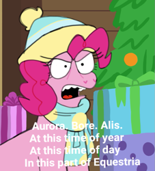 Size: 659x727 | Tagged: safe, artist:mewnikitty, pinkie pie, earth pony, pony, best gift ever, open mouth, parody, simpsons did it, solo, steamed hams, steamed hams in the comments, superintendent chalmers, text, the simpsons