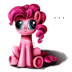 Size: 1100x1100 | Tagged: safe, artist:candyclumsy, pinkie pie, pony, ..., cute, derp, diapinkes, dilated pupils, funny face, pony.exe has stopped working, simple background, sitting, solo, underhoof, white background