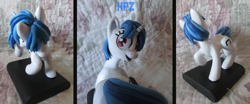 Size: 1920x800 | Tagged: safe, artist:h1ppezz, dj pon-3, vinyl scratch, pony, unicorn, craft, female, looking at you, looking back, looking back at you, mare, missing accessory, photo, raised hoof, sculpture, smiling, solo, traditional art