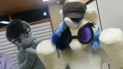 Size: 800x450 | Tagged: safe, artist:coma392, artist:luna_b_, dj pon-3, octavia melody, vinyl scratch, human, cap, clothes, cosplay, costume, fursuit, hat, irl, irl human, japan, photo