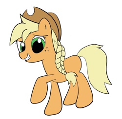 Size: 650x637 | Tagged: safe, artist:icey-wicey-1517, artist:pavagat, color edit, edit, applejack, earth pony, pony, alternate hairstyle, applejack's hat, braid, braided ponytail, colored, cowboy hat, female, freckles, hat, mare, ponytail, simple background, solo, white background