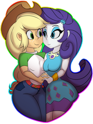 Size: 1280x1707 | Tagged: safe, artist:7los7, applejack, rarity, better together, equestria girls, rollercoaster of friendship, cute, female, geode of shielding, jackabetes, lesbian, raribetes, rarijack, shipping, simple background, transparent background