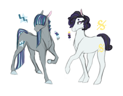 Size: 4163x3240 | Tagged: safe, artist:xenalollie, oc, oc only, earth pony, pony, absurd resolution, female, high res, magical lesbian spawn, male, mare, offspring, parent:coloratura, parent:octavia melody, parents:taviratura, simple background, sketch, stallion, white background