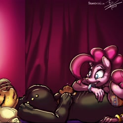 Size: 3199x3209 | Tagged: safe, artist:threewontoo, part of a set, applejack, pinkie pie, anthro, earth pony, breasts, clothes, sleeping