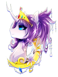 Size: 2600x3407 | Tagged: safe, artist:koveliana, oc, oc only, oc:harmony (heilos), chromatic aberration, color porn, crown, curved horn, elements of harmony, ponified, solo, tree of harmony