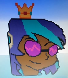 Size: 1809x2048 | Tagged: safe, artist:theanimefanz, dj pon-3, vinyl scratch, human, crown, humanized, jewelry, pixel art, regalia, twitter link