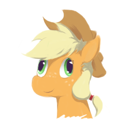 Size: 276x276 | Tagged: safe, artist:lowelf, applejack, earth pony, pony, bust, derp, female, mare, silly, silly pony, simple background, solo, white background, who's a silly pony